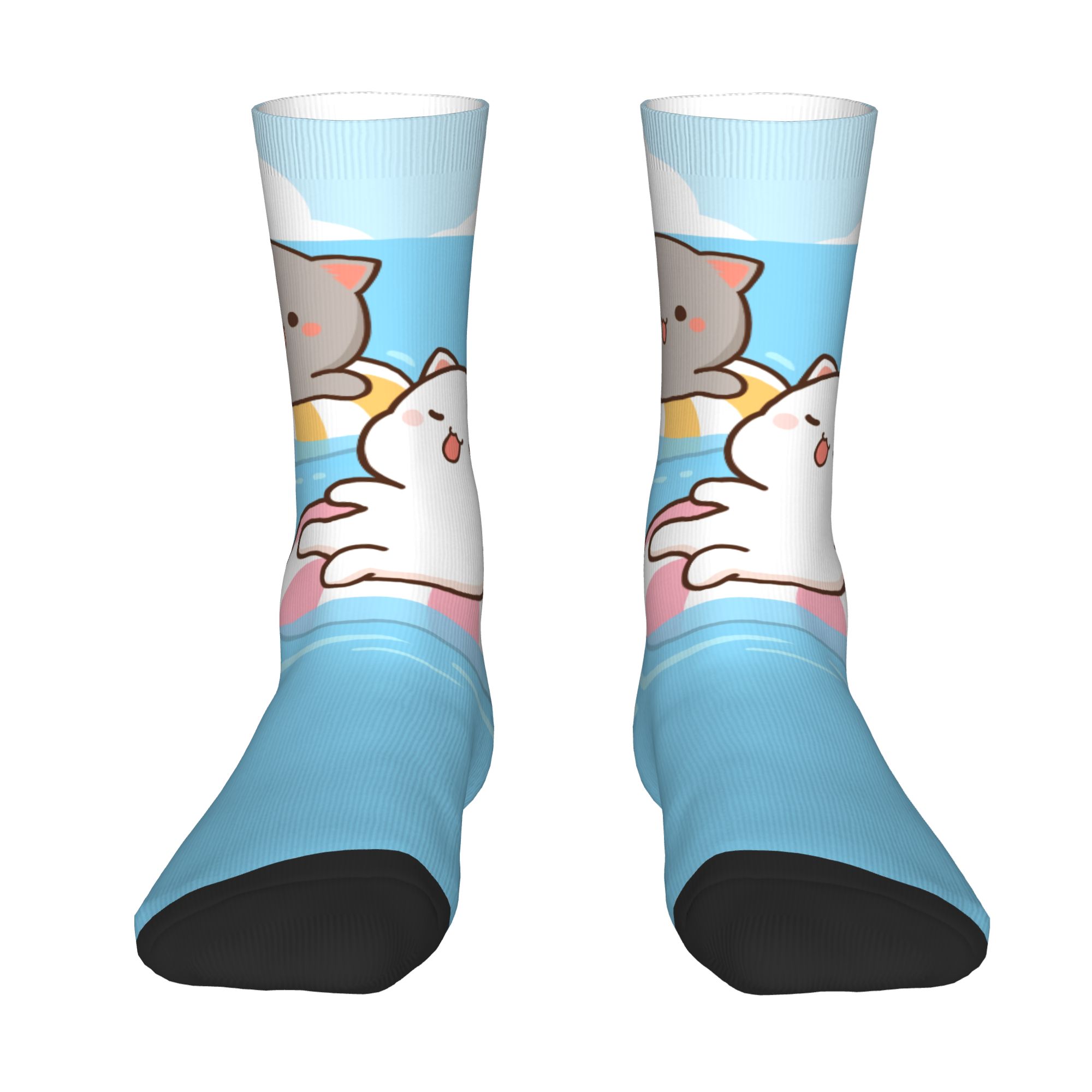 모찌 복숭아 고양이 커플 해변 남녀 공용 재미있는 3D - Dress Sock Men 리뷰 및 가격