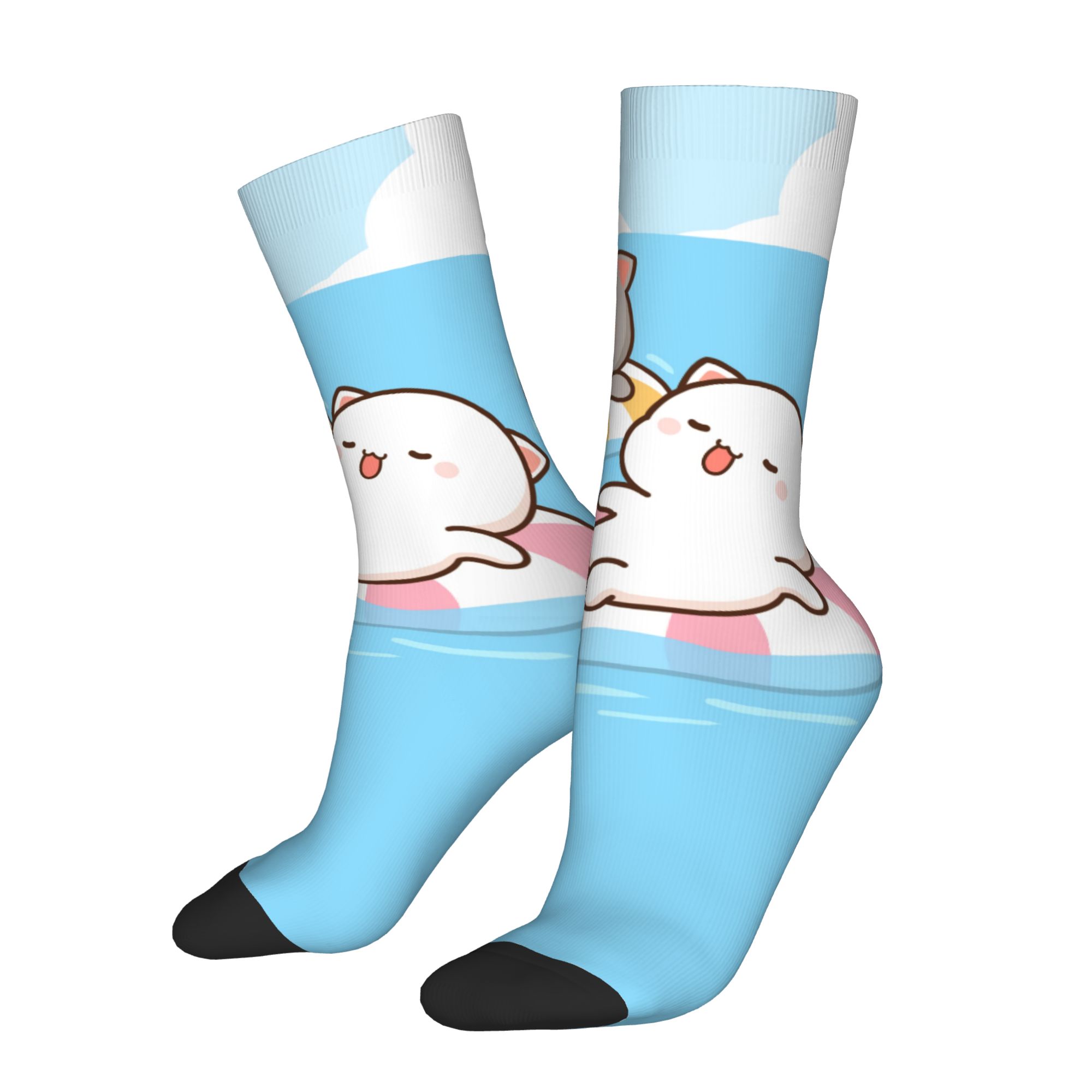 모찌 복숭아 고양이 커플 해변 남녀 공용 재미있는 3D - Dress Sock Men 리뷰 및 가격